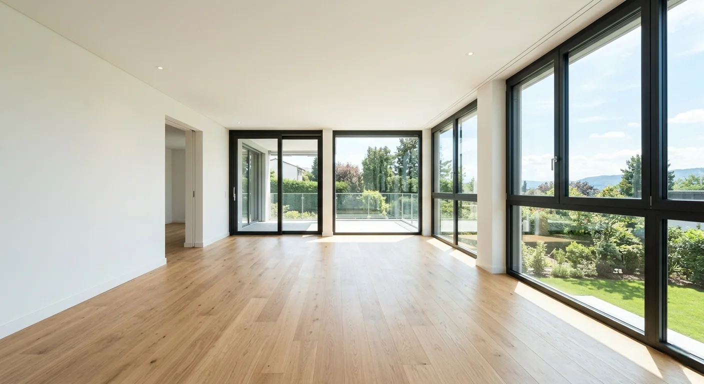 The empty living room before virtual staging